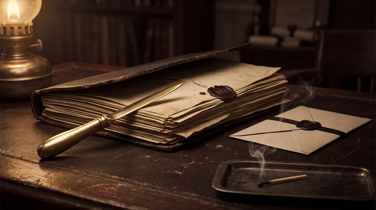 Le Cabinet Noir : un dossier décacheté à la cire rouge sur un bureau de 1905