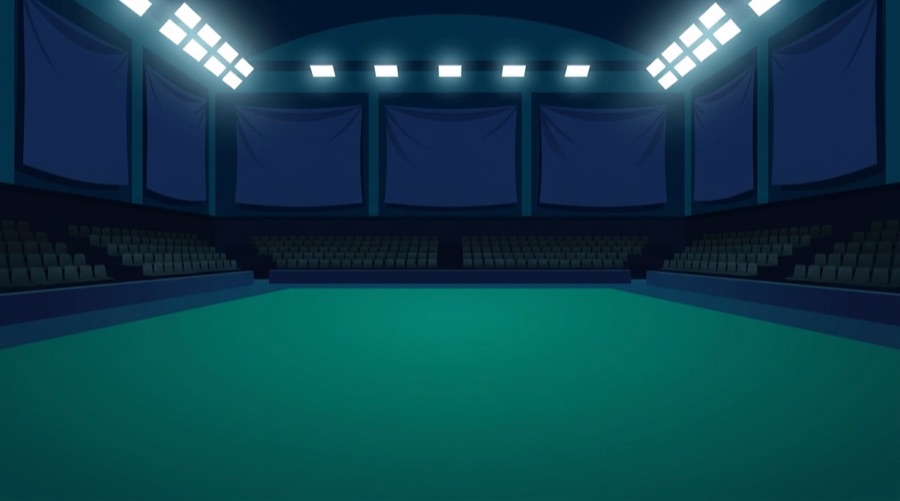 Décor jouable du Court Central : le duel final sous les projecteurs